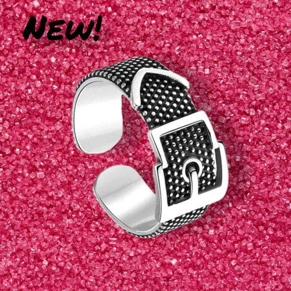 Silver Ring Adjustable belt buckle Ring NEW! - Picture 2 of 11